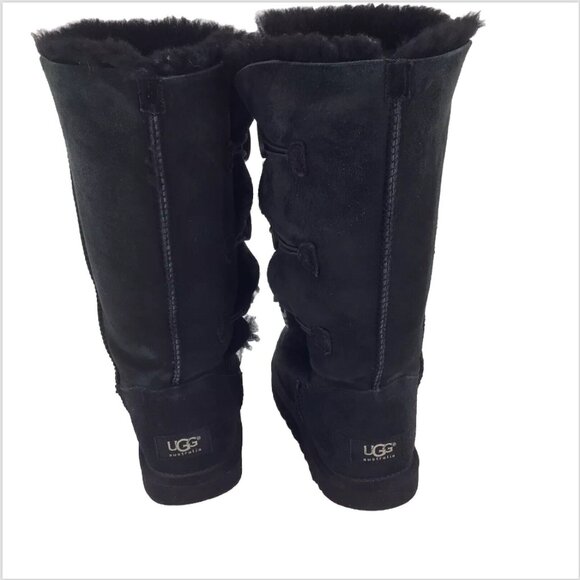 Ugg Bailey Button Tall Triplet Suede Fur Shearling Lined Boots Black Size 7 - Picture 14 of 14